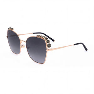 Carolina Herrera Casual Rose Gold/Gray Gradient Square Sunglasses for Women, Dark Grey Shaded lens