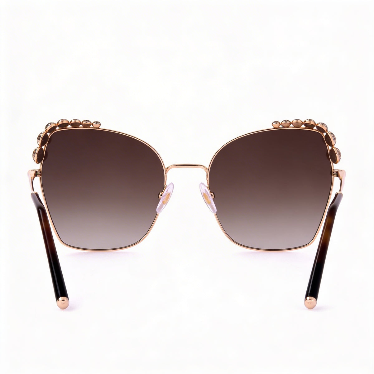 Carolina Herrera Gafas de sol casuales para mujer con protección UV de policarbonato sombreado marrón, metal oro rosa, 59 mm, Photo 3