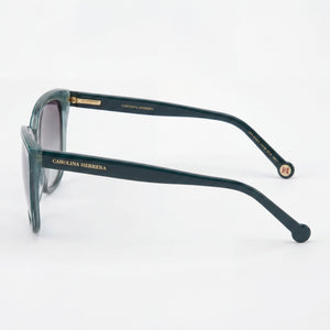 Carolina Herrera Casual Cat Eye Sunglasses Women — side view, Non-Polarized Grey Green lens
