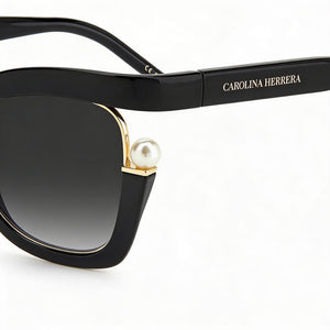 Carolina Herrera Ch 0002/S Cat Eye Sunglasses Women — side view, Non-Polarized Dark Grey Shaded lens