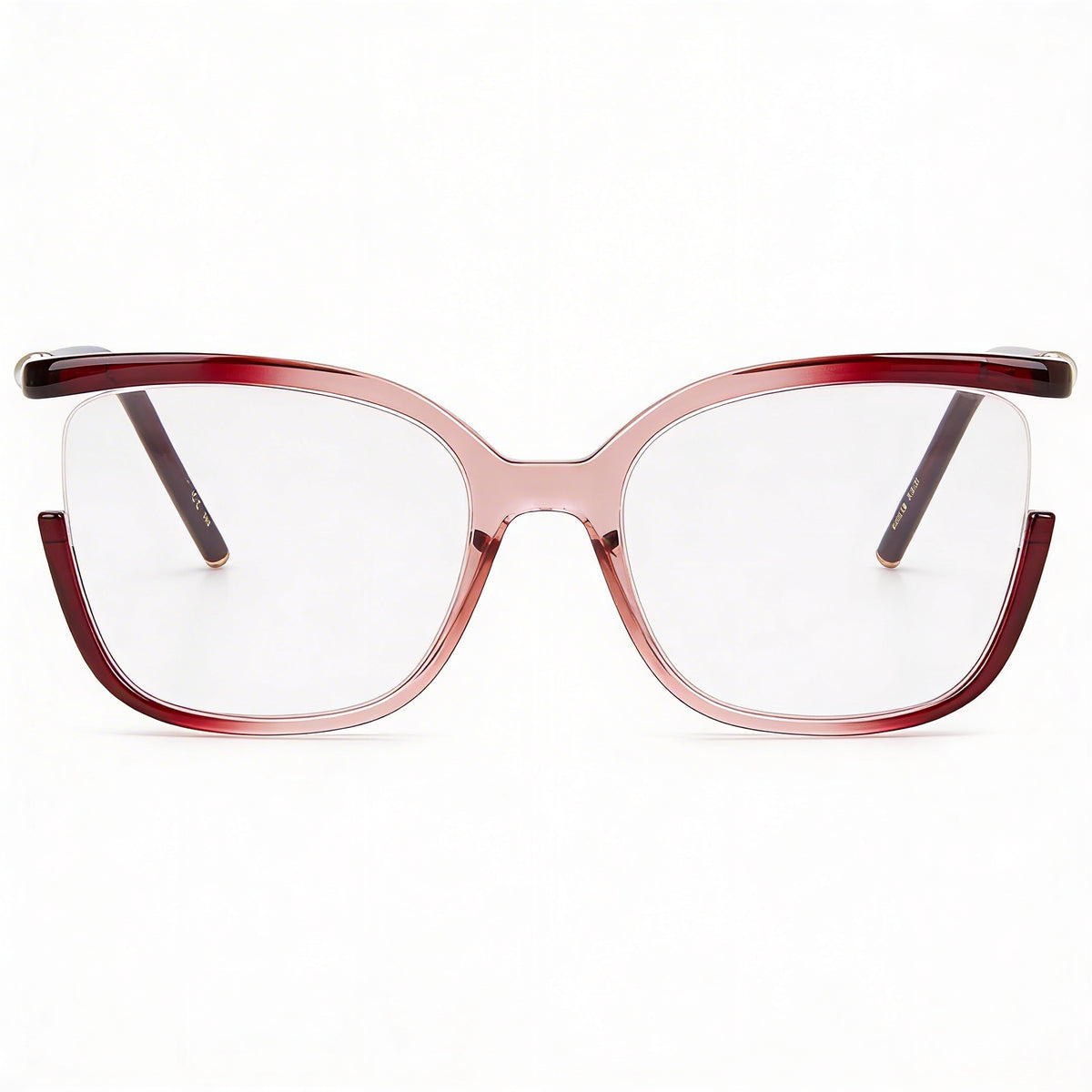 Carolina Herrera CH/0004 Gafas semi al aire cuadradas de propionato para mujer, color borgoña, nude, oro rosa 53-19-140, Photo 2