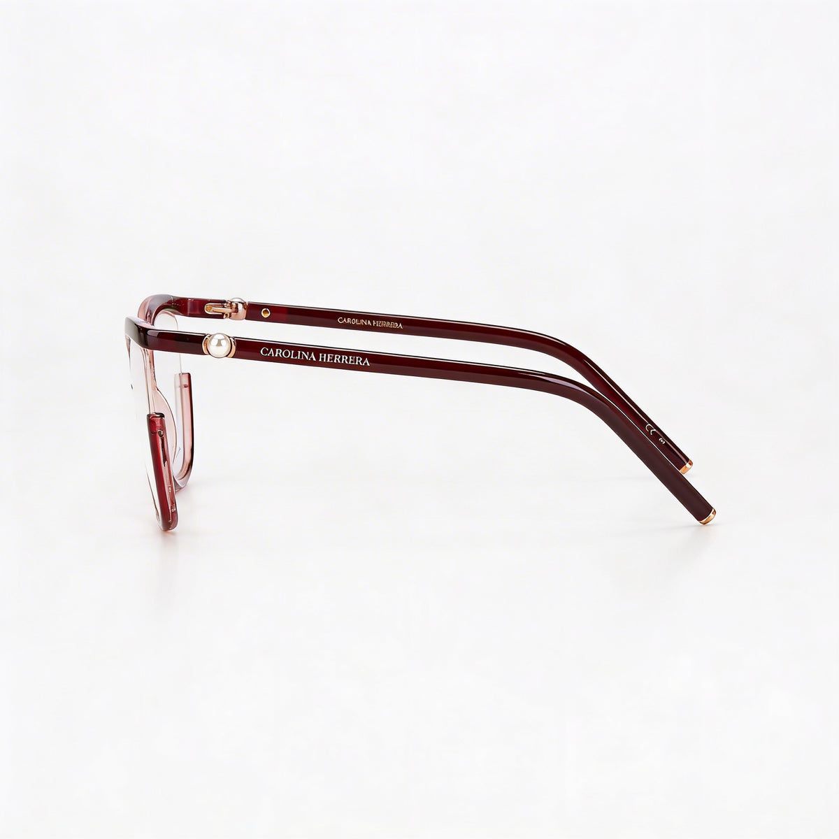 Carolina Herrera CH/0004 Gafas semi al aire cuadradas de propionato para mujer, color borgoña, nude, oro rosa 53-19-140, Photo 3
