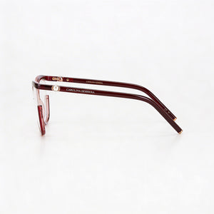 Carolina Herrera CH/0004 Square Eyeglasses Women — side view, Red Propionate temples