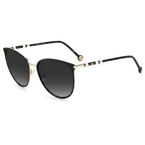 Carolina Herrera CH 0029/S Black Butterfly Sunglasses for Women, Gold Black lens