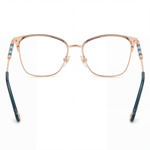 Carolina Herrera CH 0040 Square Eyeglasses Women — side view, Green Stainless Steel temples