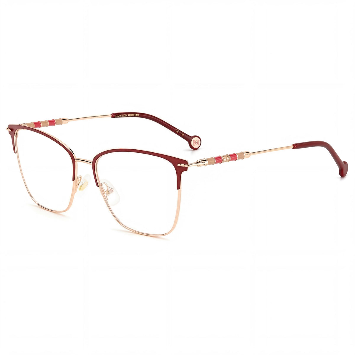 Carolina Herrera Ch 0040 Red / Gold Square Eyeglasses for Women, 54mm, Photo 1