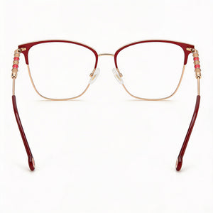 Carolina Herrera Ch 0040 Square Eyeglasses Women — side view, Red / Gold Stainless Steel temples