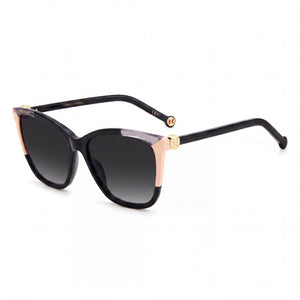 Carolina Herrera Ch 0052/S Black Square Sunglasses for Women, Dark Grey Shaded lens