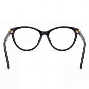 Carolina Herrera Ch 0054 Oval Eyeglasses Women — side view, Black Nude Acetate temples