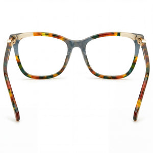 Carolina Herrera CH 0057 Cat Eye Eyeglasses Women — side view, Green Havana Acetate temples