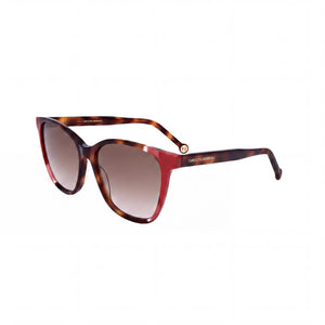 Carolina Herrera CH 0061/S Red Rectangle Sunglasses for Women, Brown Shaded lens