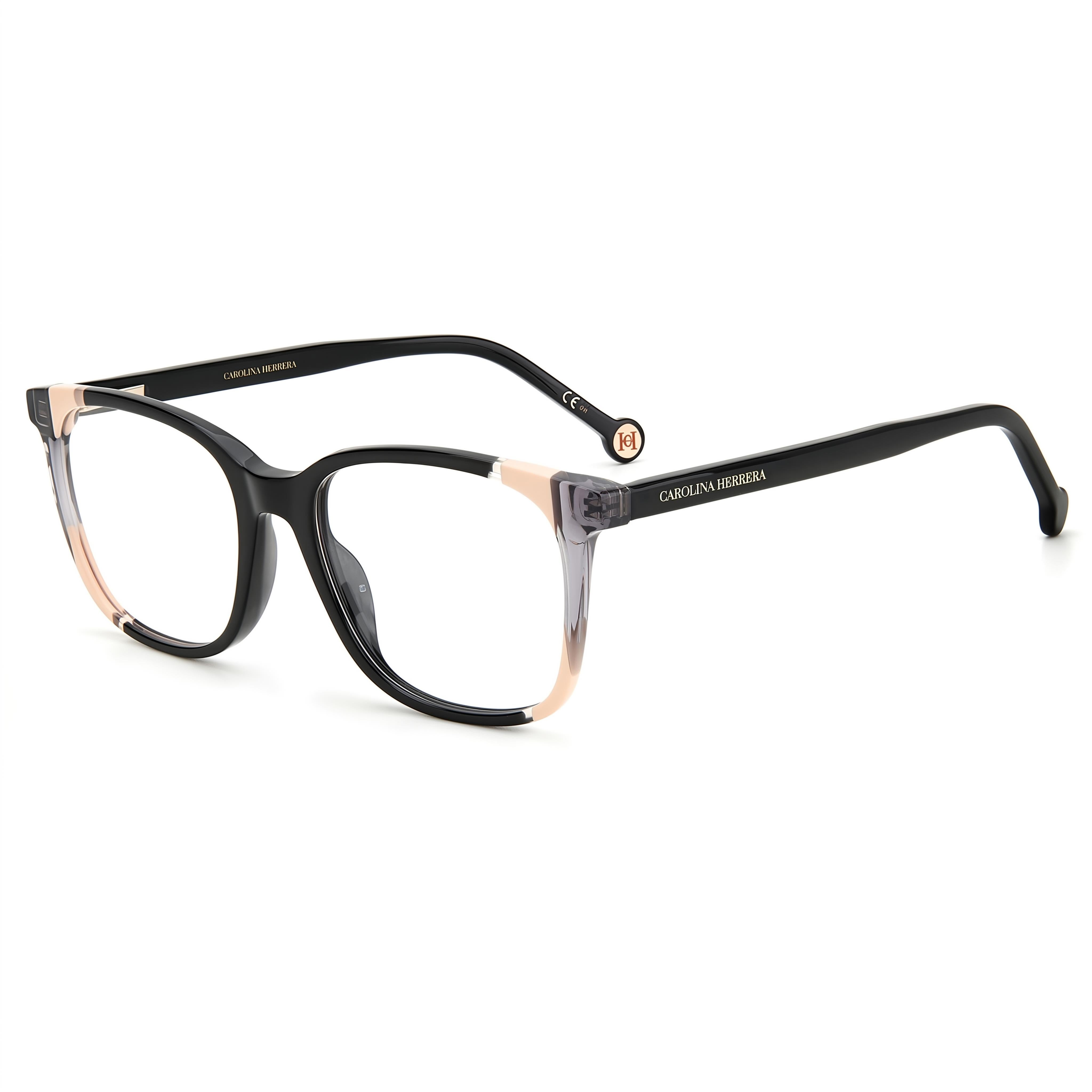 Carolina Herrera CH 0065 Black Nude Square Eyeglasses for Women, 52mm, Photo 1