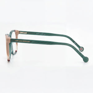 Carolina Herrera CH 0065 Rectangle Eyeglasses Women — side view, Brown Acetate temples