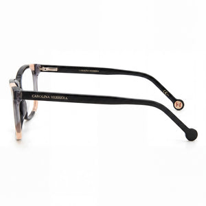 Carolina Herrera CH 0066 Rectangle Eyeglasses Women — side view, Black Nude Acetate temples