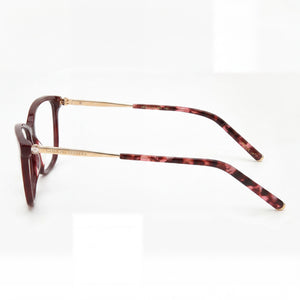 Carolina Herrera Classic Rectangle Eyeglasses Men — side view, Red Plastic temples