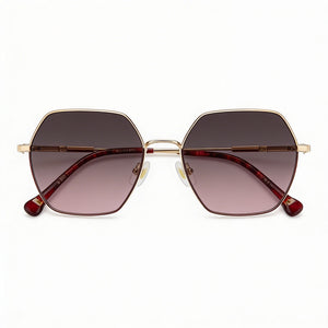 Carolina Herrera Essential Shield Sunglasses Women — side view, Non-Polarized Gold lens