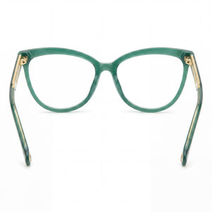 Carolina Herrera Her 0085 Cat Eye Eyeglasses Women — side view, Green Acetate temples