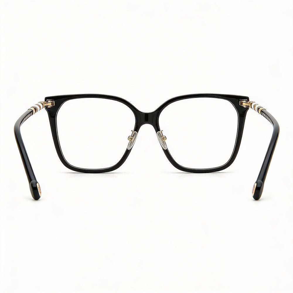 Carolina Herrera HER 0094 807 Square Eyeglasses Women — side view, Black Acetate temples