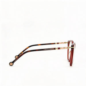 Carolina Herrera Her 0094 Shield Eyeglasses Unisex — side view, Havana Plastic temples