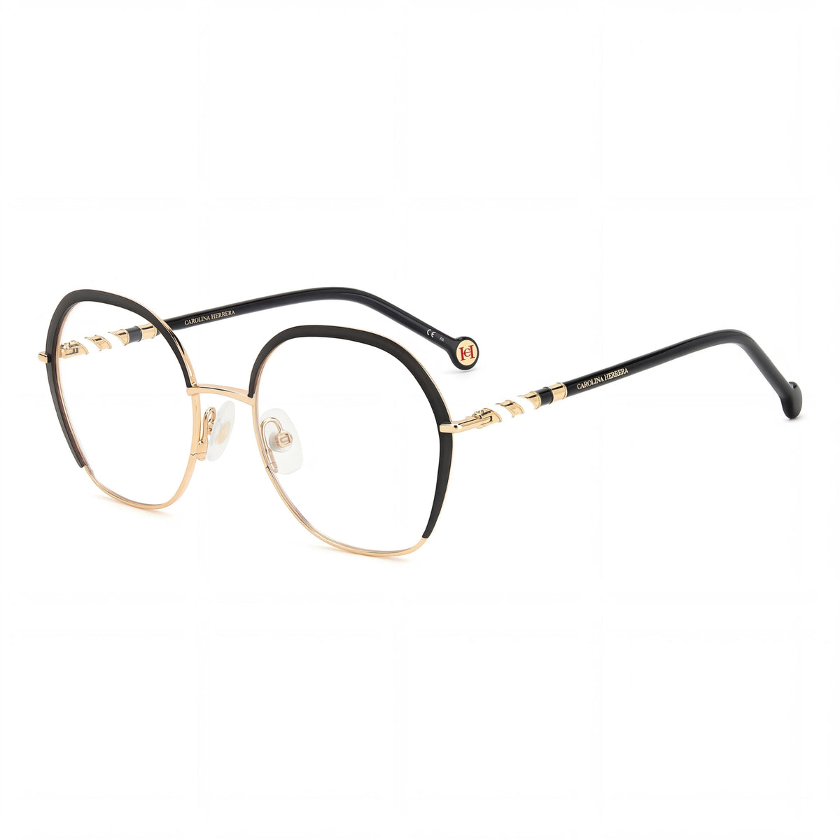 Gafas graduadas redondas Carolina Herrera Her 0099 en negro y dorado para mujer, 52 mm, Photo 1