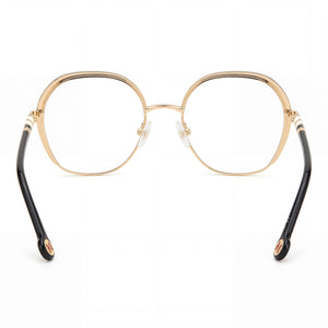 Carolina Herrera Her 0099 Round Eyeglasses Women — side view, Black Gold Alloy Steel temples