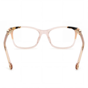 Carolina Herrera HER 0114 Rectangle Eyeglasses Unisex — side view, Beige Plastic temples