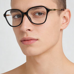 Carolina Herrera HER 0117 807 55 Square Eyeglasses Unisex — side view, Black Acetate temples