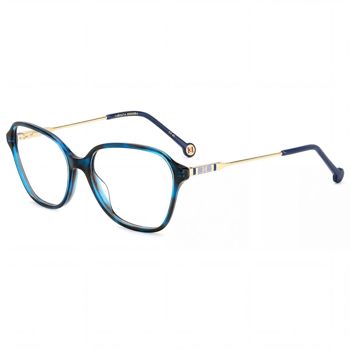 Gafas graduadas redondas Carolina Herrera Her 0117 Blue Havana para mujer, 55 mm, Photo 1