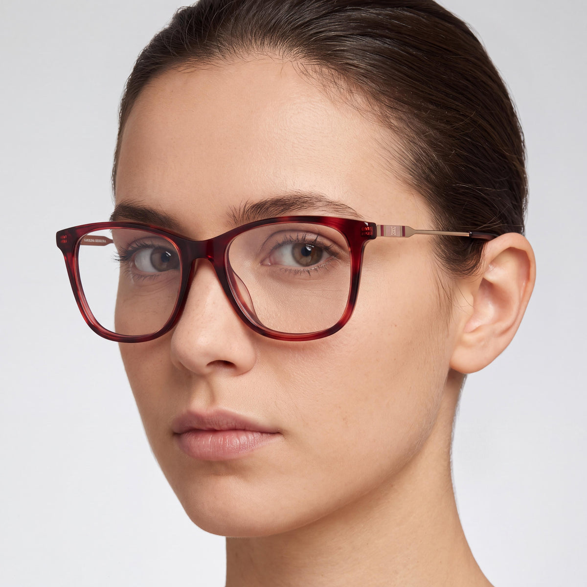 Gafas Carolina Herrera 0118/G unisex de acetato modernas, color Habana cereza, 52 mm, Photo 4