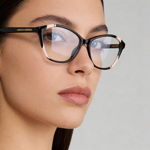 Carolina Herrera HER 0122 Rectangle Eyeglasses Women — side view, Black Acetate temples