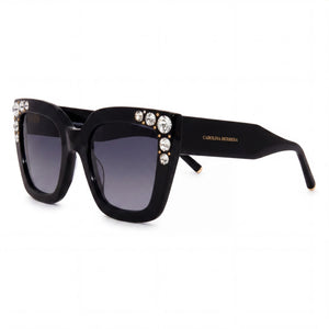 Carolina Herrera Her 0130/S Black Cat Eye Sunglasses for Women, Dark Grey Shaded lens