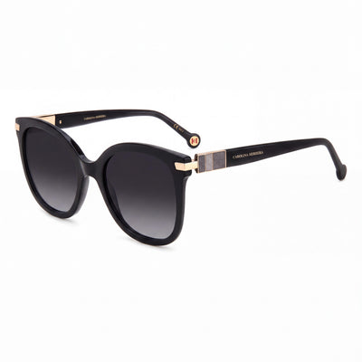 Carolina Herrera Her 0134/S Black Cat Eye Sunglasses for Women, Dark Grey Shaded lens