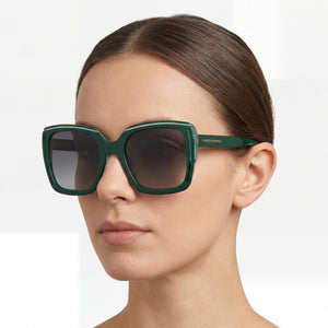 Carolina Herrera HER 0143/G/S VQY 53IB Cat Eye Sunglasses Women — side view, Non-Polarized Grey Green lens