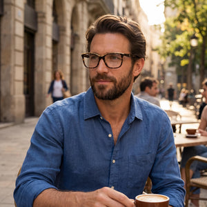 Carolina Herrera Her 0147 Square Eyeglasses for Men — interior view, Polycarbonate demo lenses