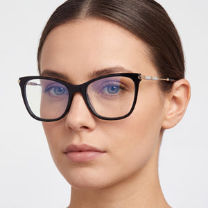 Carolina Herrera HER 0151 Cat Eye Eyeglasses for Women — interior view, Polycarbonate demo lenses