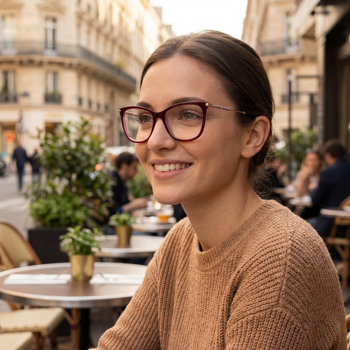 Carolina Herrera Her 0151 Burgundy Square Eyeglasses for Women, 54mm, Photo 5
