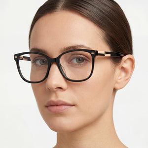 Carolina Herrera Her 0159/G Rectangle Eyeglasses Women — side view, Black Plastic temples
