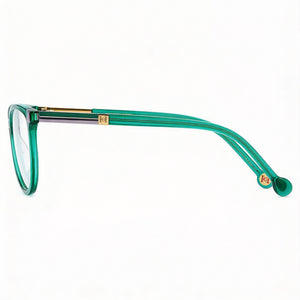 Carolina Herrera Her 0163 Rectangle Eyeglasses Women — side view, Green Plastic temples