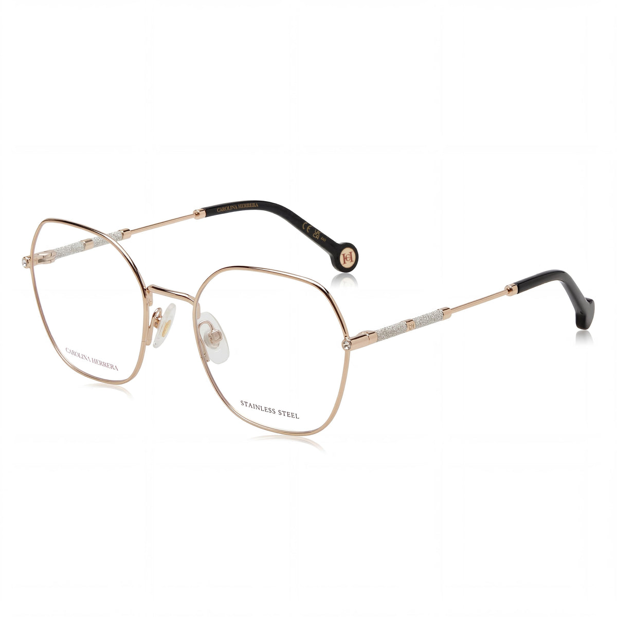 Carolina Herrera Her 0173 Gold Square Eyeglasses for Women, Metal 54mm, Photo 1