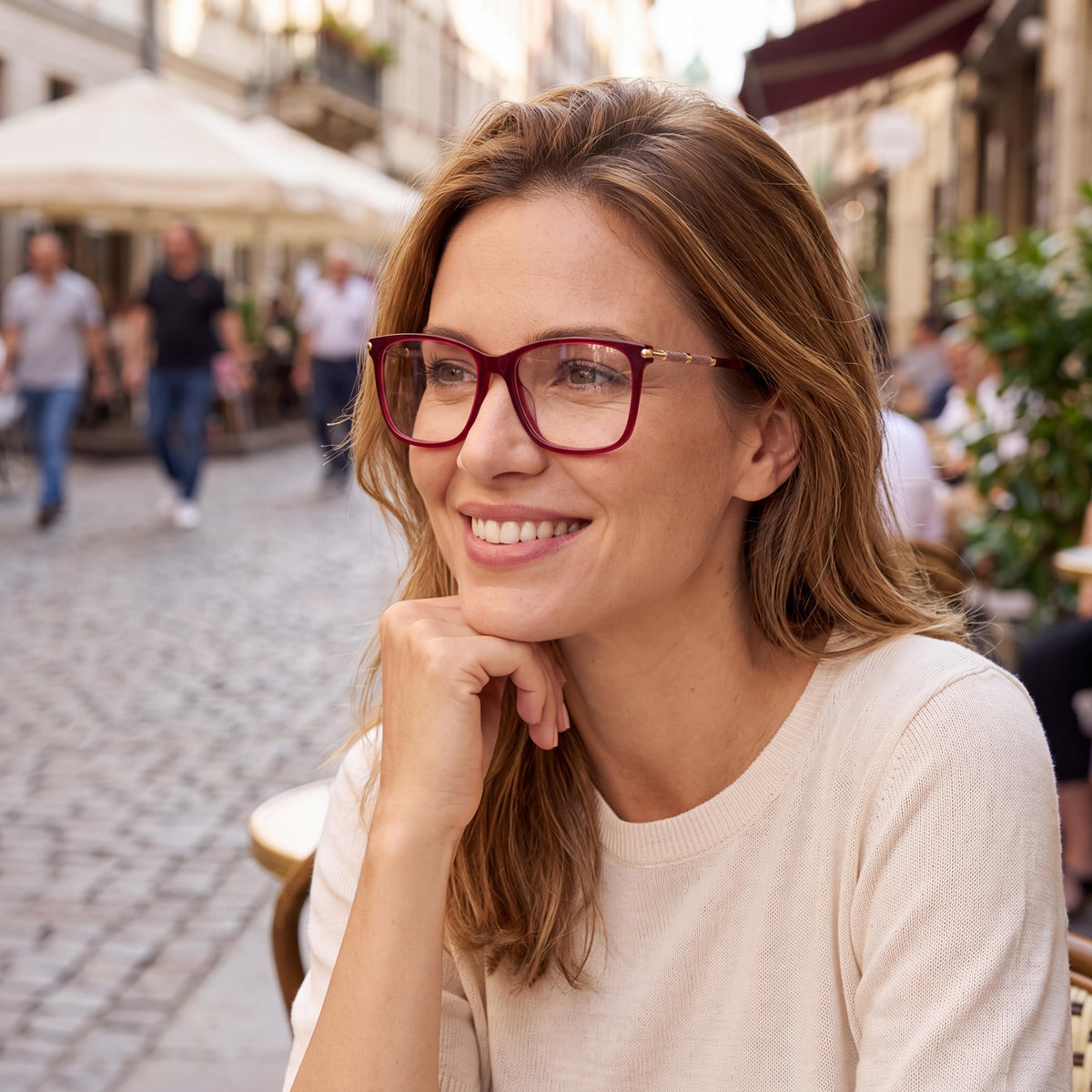 Carolina Herrera HER 0199/G Burgundy Gold Eyeglasses for Women, 55mm, Photo 4
