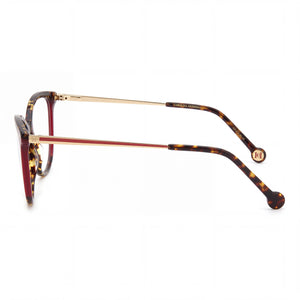 Carolina Herrera Her 0210 Oval Eyeglasses Women — side view, Red Light Acetate temples