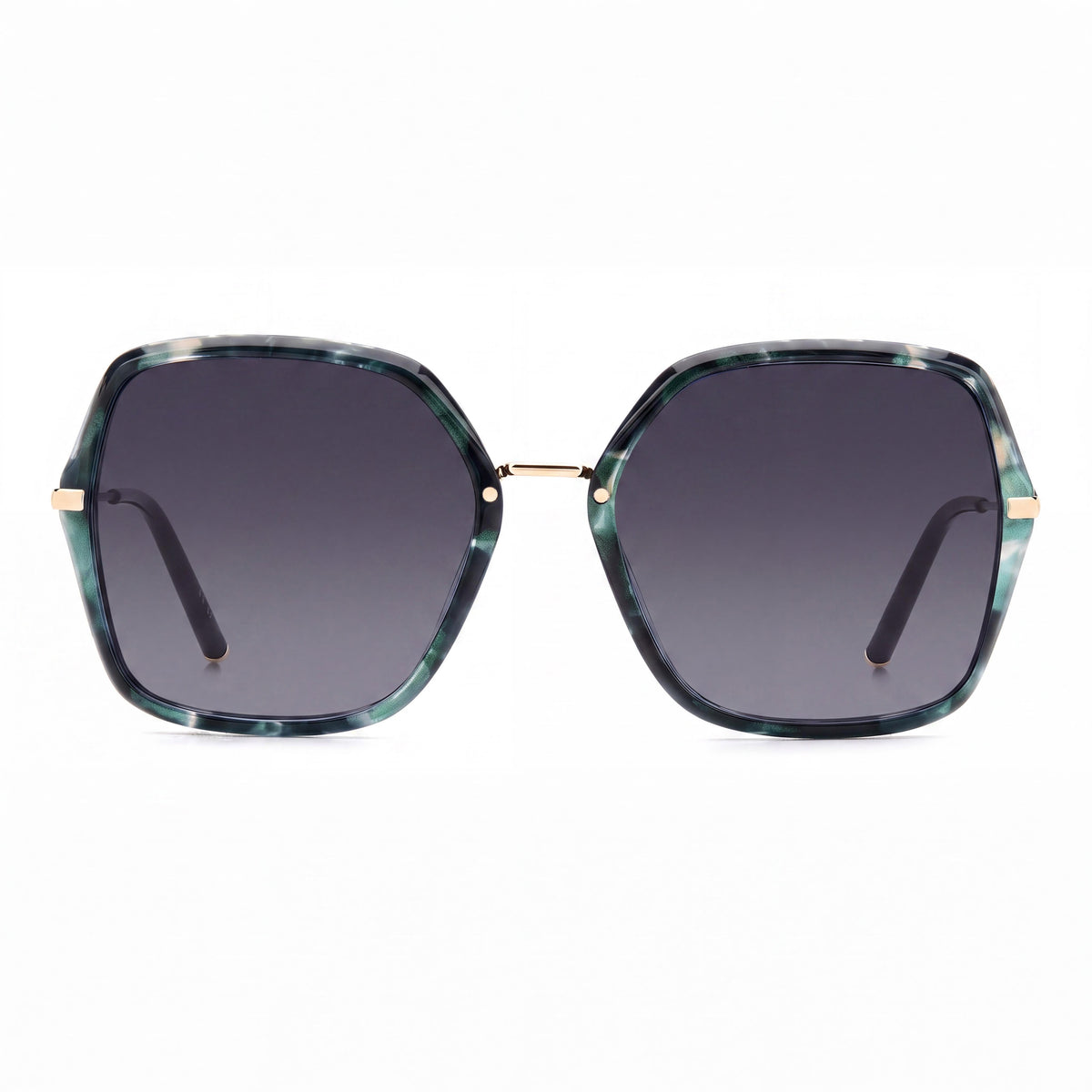 Gafas de sol cuadradas de Carolina Herrera en mármol verde y dorado para mujer, 57 mm, Photo 2