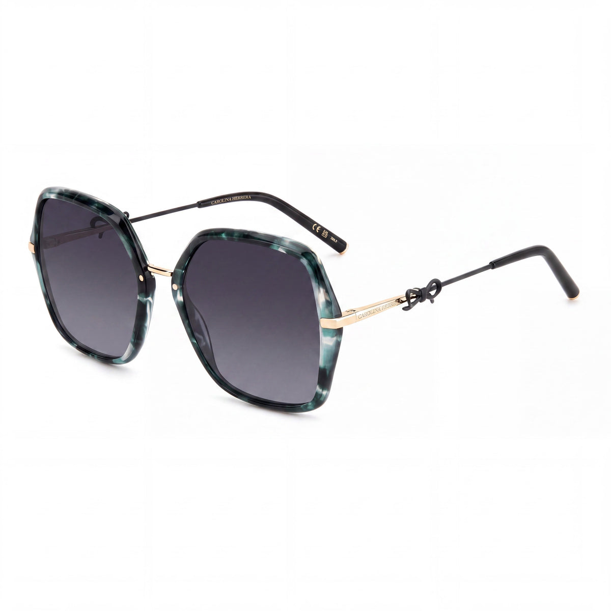 Gafas de sol cuadradas de Carolina Herrera en mármol verde y dorado para mujer, 57 mm, Photo 1