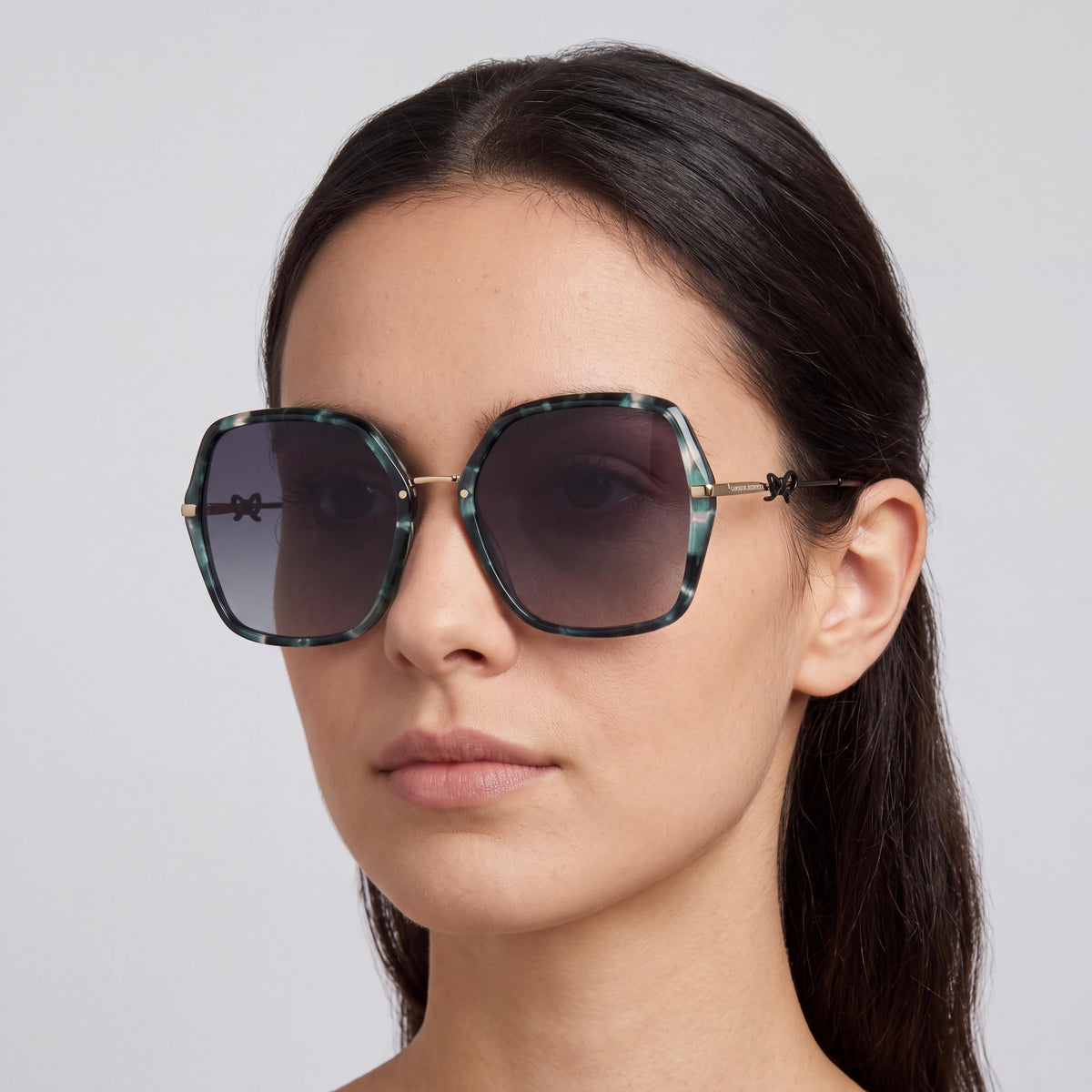 Gafas de sol cuadradas de Carolina Herrera en mármol verde y dorado para mujer, 57 mm, Photo 4