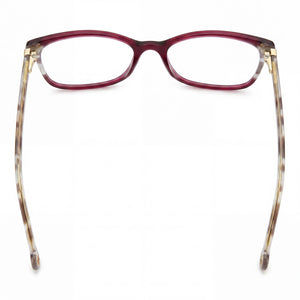 Carolina Herrera Her 0246 Rectangle Eyeglasses Women — side view, Burgundy Havana Light Acetate temples