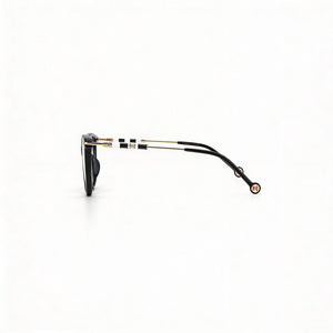 Carolina Herrera Modern Rectangle Eyeglasses Women — side view, Black Acetate temples