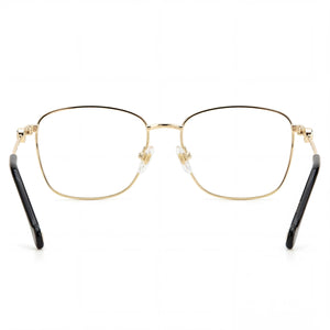 Carolina Herrera Modern Rectangle Eyeglasses Women — side view, Gold Black Alloy Steel temples