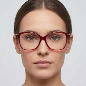 Carolina Herrera Rectangle Eyeglasses for Women — interior view, Acetate demo lenses