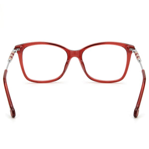 Carolina Herrera Rectangle Eyeglasses Women — side view, Red Acetate temples