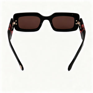 Carolina Herrera Seasonal Rectangle Sunglasses Women — side view, Black Burgundy lens